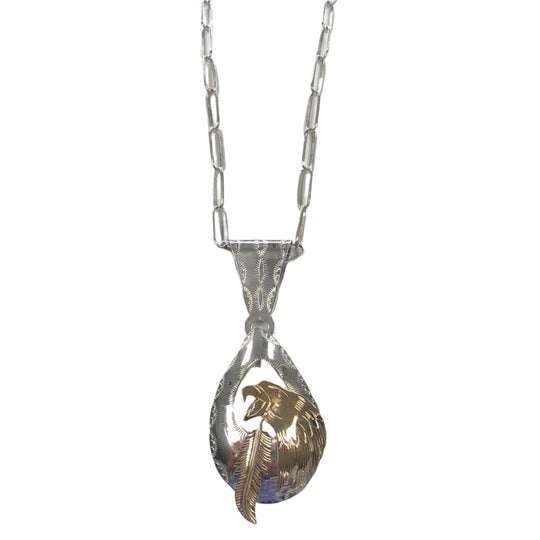 Native American Silver Two Tone Eagle Necklace
