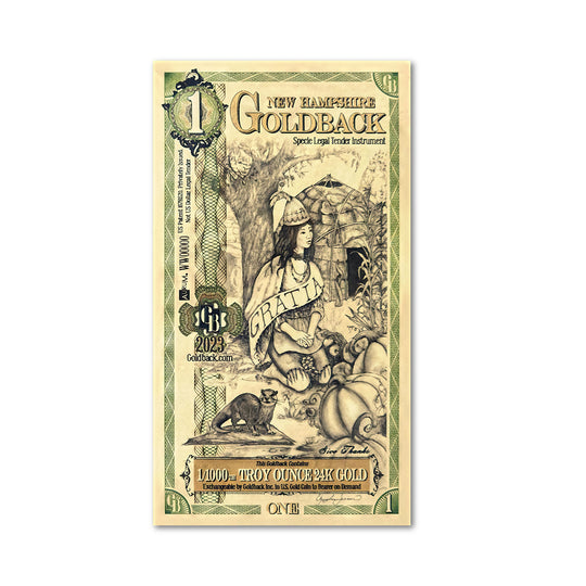 1 New Hampshire Goldback Gold Note