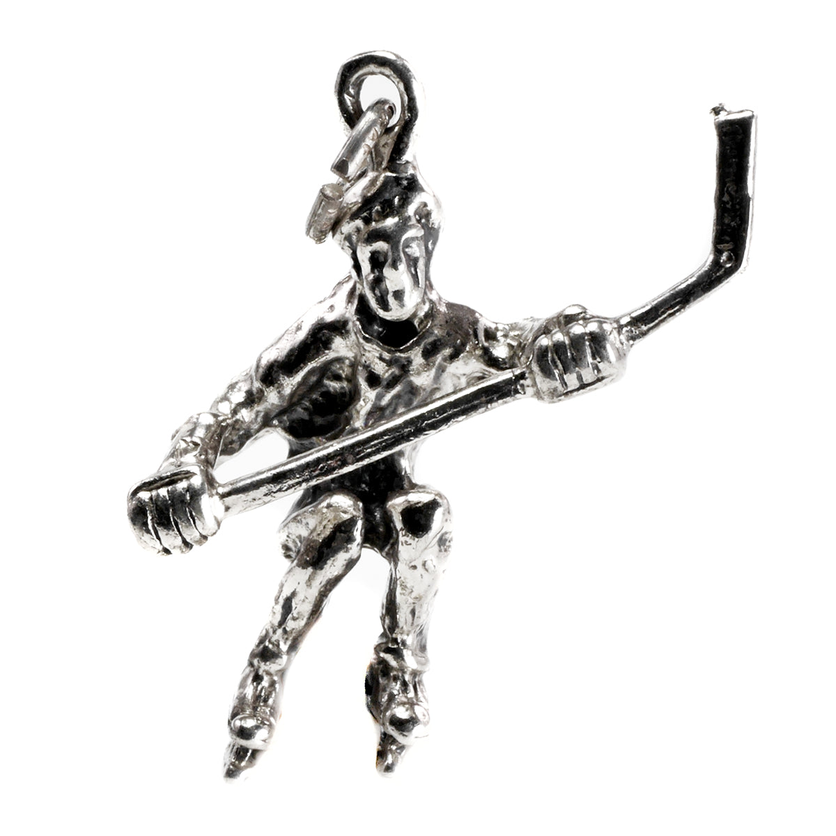 Silver Hockey Player Pendant