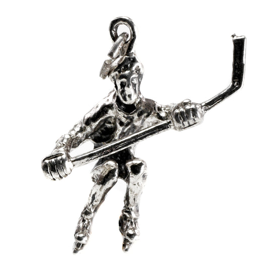 Silver Hockey Player Pendant