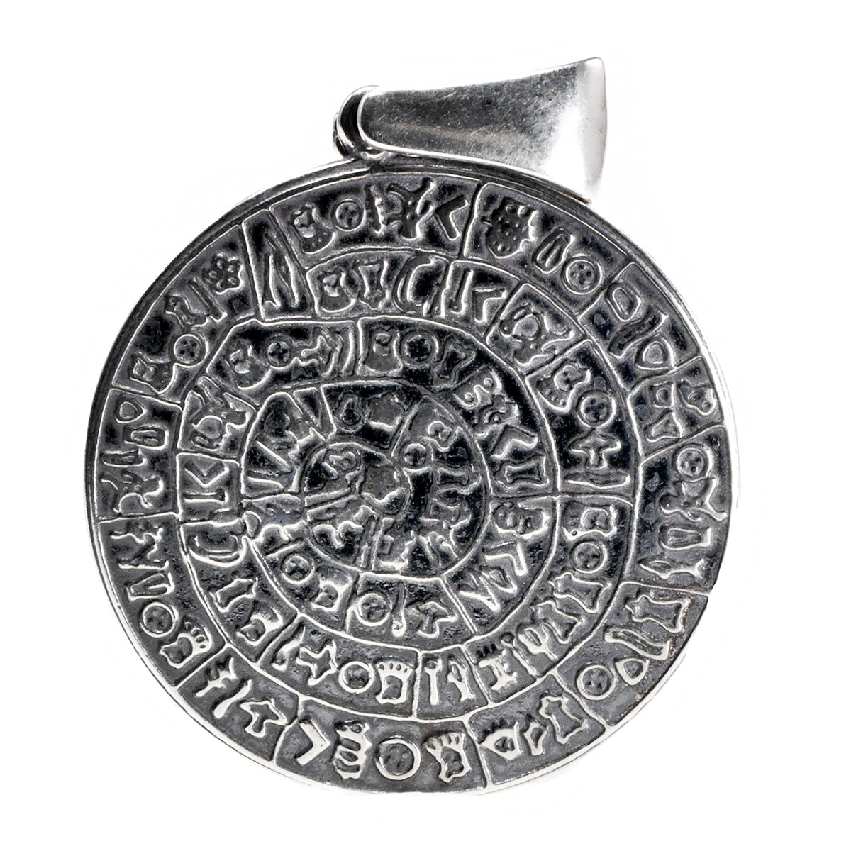 Silver Aztec Calendar Pendant