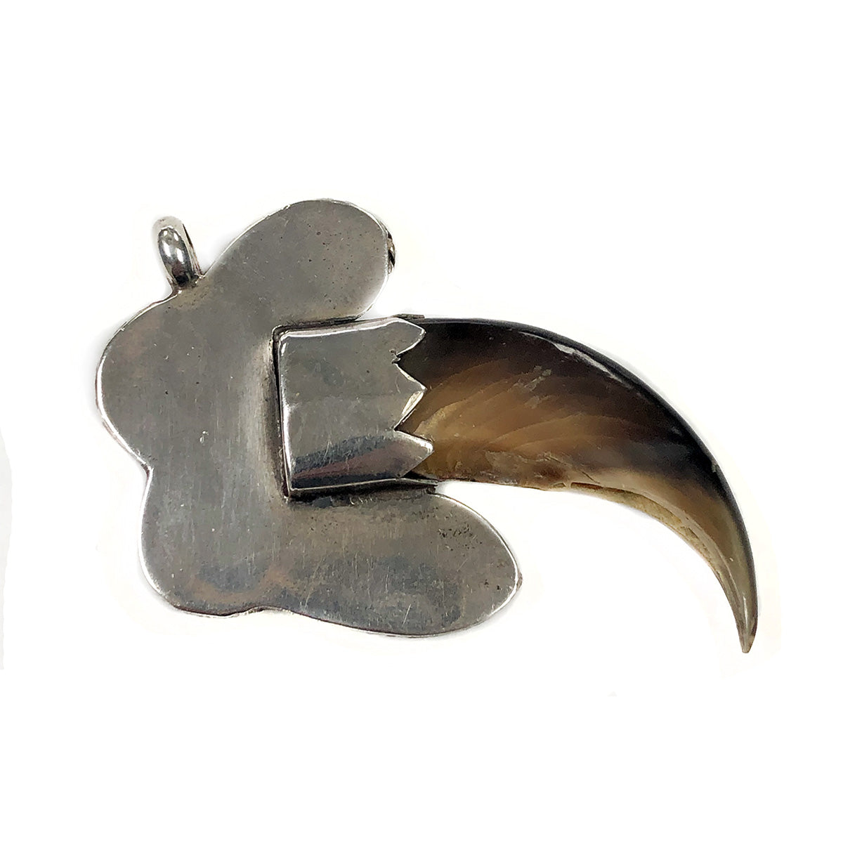 Navajo Silver & Turquoise Bear Claw Pendant
