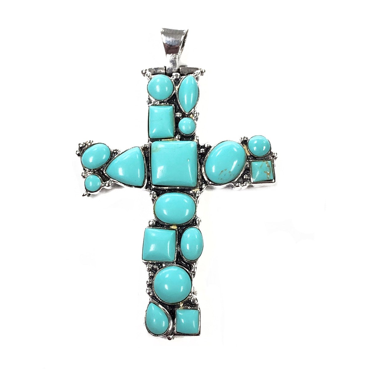 Vintage Native American Silver & Turquoise Cross Pendant