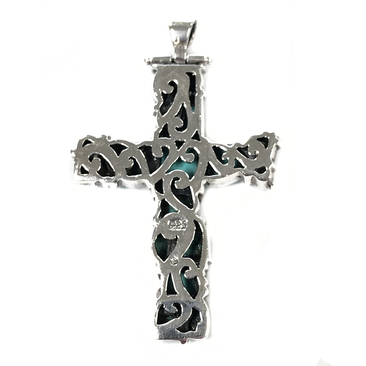 Vintage Native American Silver & Turquoise Cross Pendant