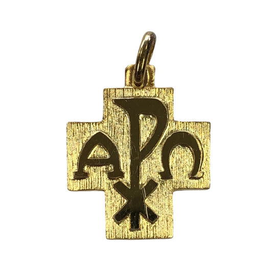 Vaticano Gold Plated Alpha Omega Cross Pendant