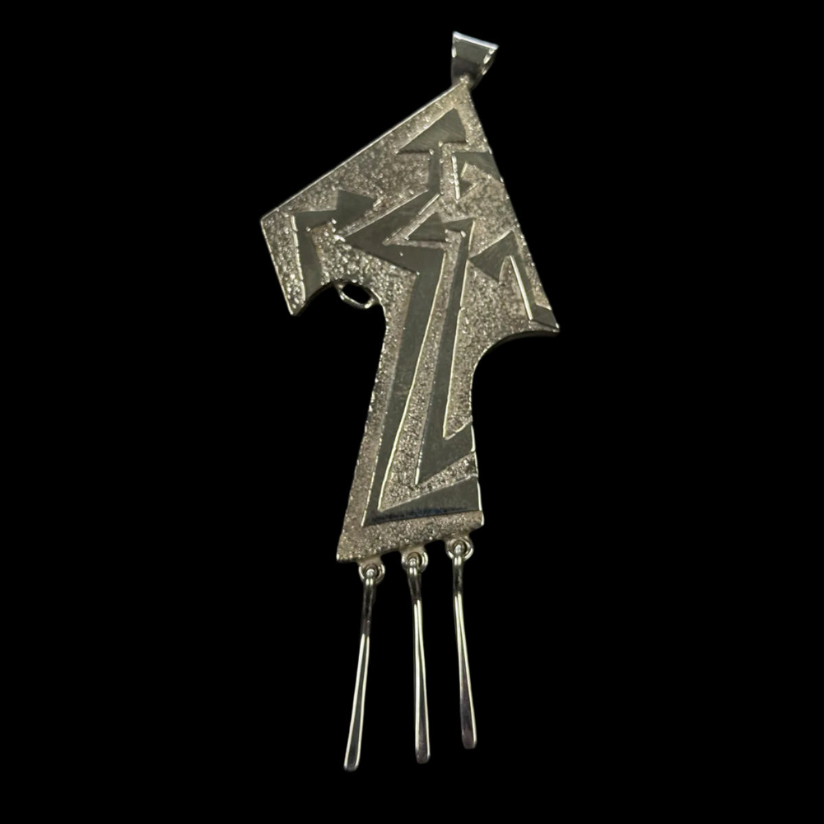 Richard Tsosie Navajo Abstract Silver Pendant