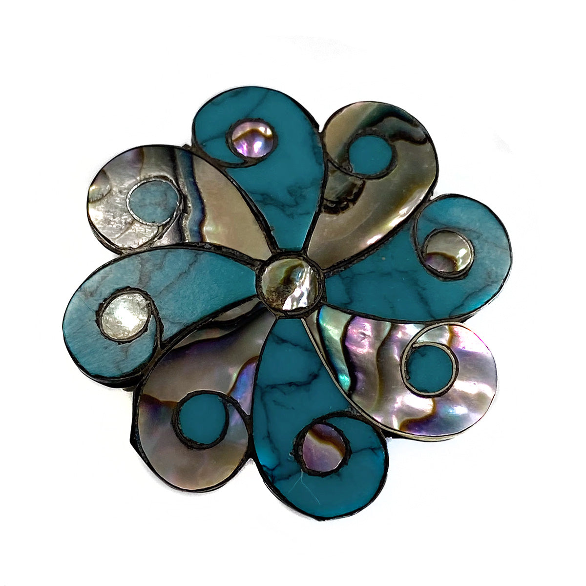 Silver Mother of Pearl & Turquoise Pin / Pendant