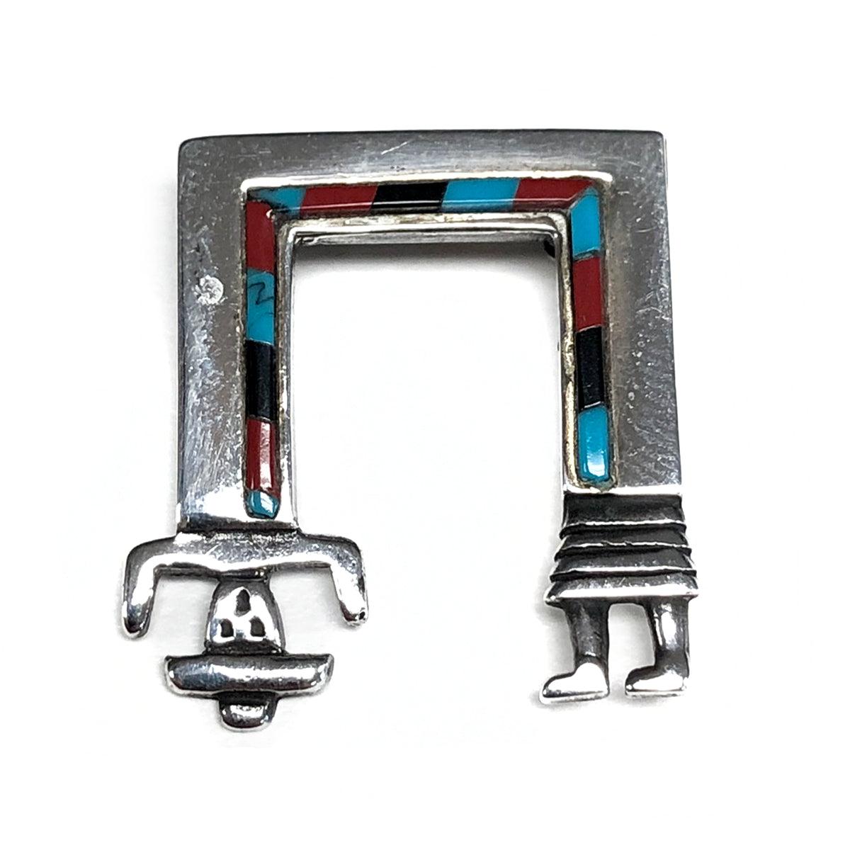 Zuni Silver Rainbow Man Stone Pin