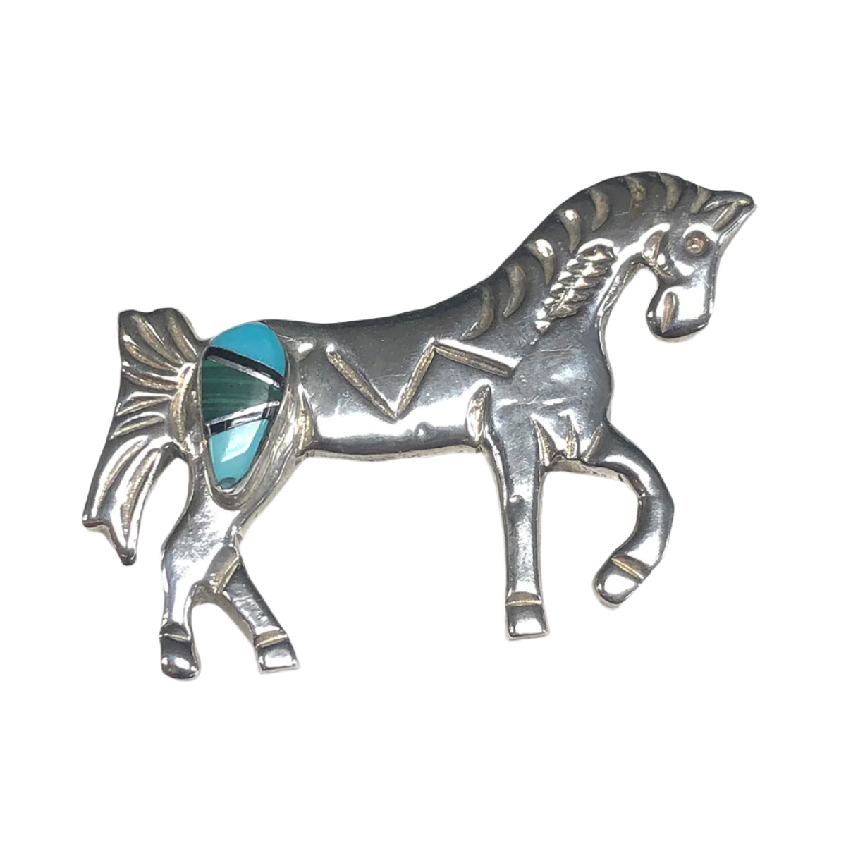 Navajo Silver &amp; Turquoise Horse Pin