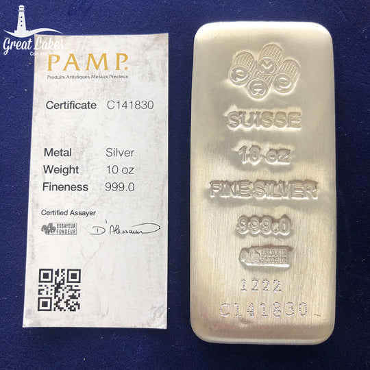 Pamp Suisse 10 oz Silver Cast Bar (Secondary Market)