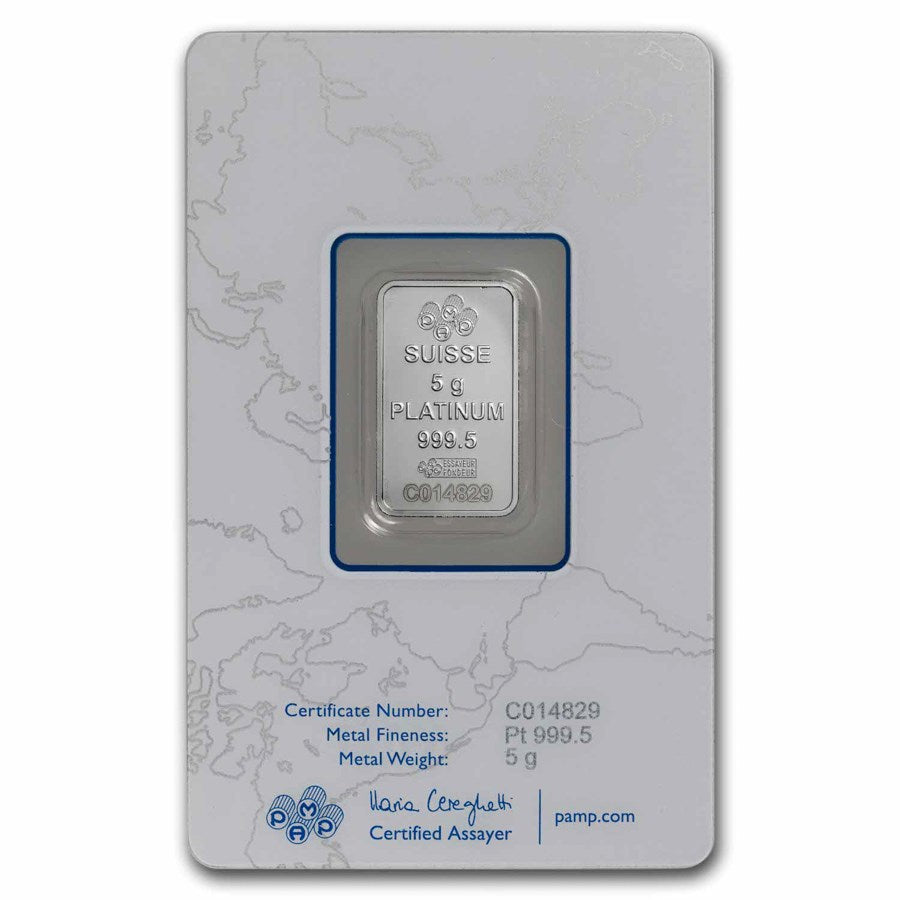 Pamp Suisse 5 g Lady Fortuna Platinum Bar (In Assay)