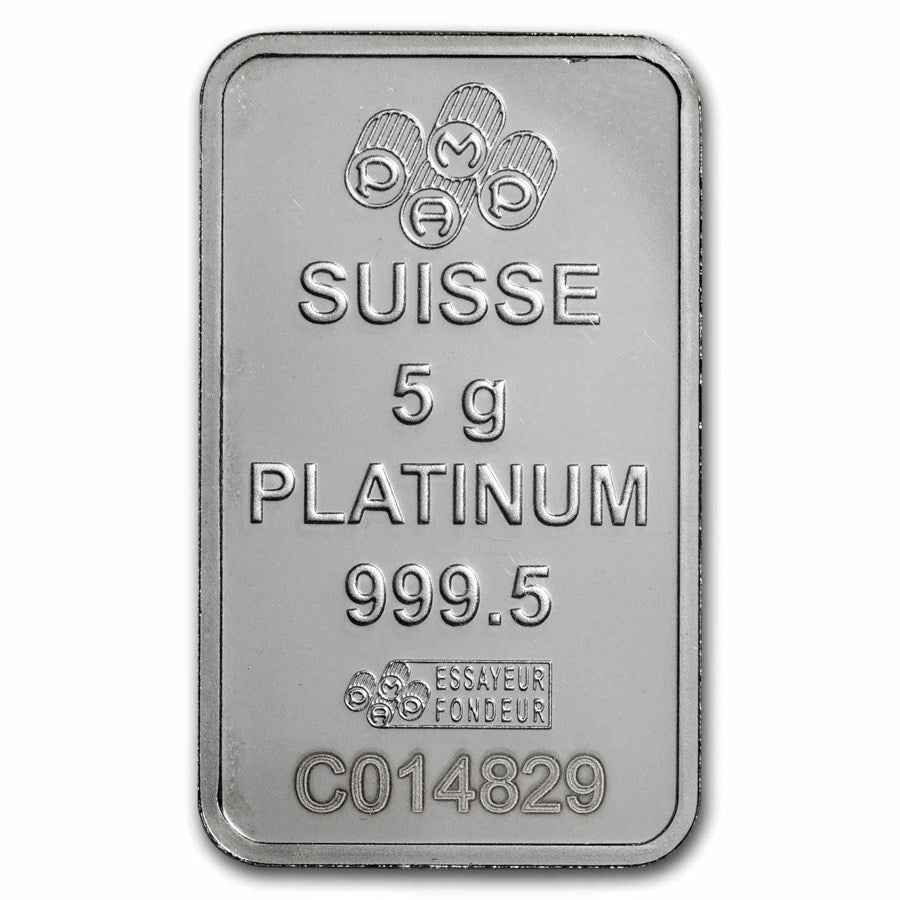 Pamp Suisse 5 g Lady Fortuna Platinum Bar (In Assay)