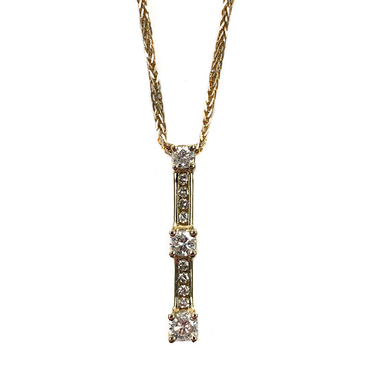14 k Gold Past Present & Future Diamond Necklace