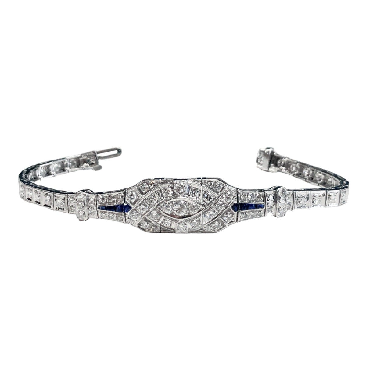 Art Deco Platinum Diamond & Sapphire Bracelet