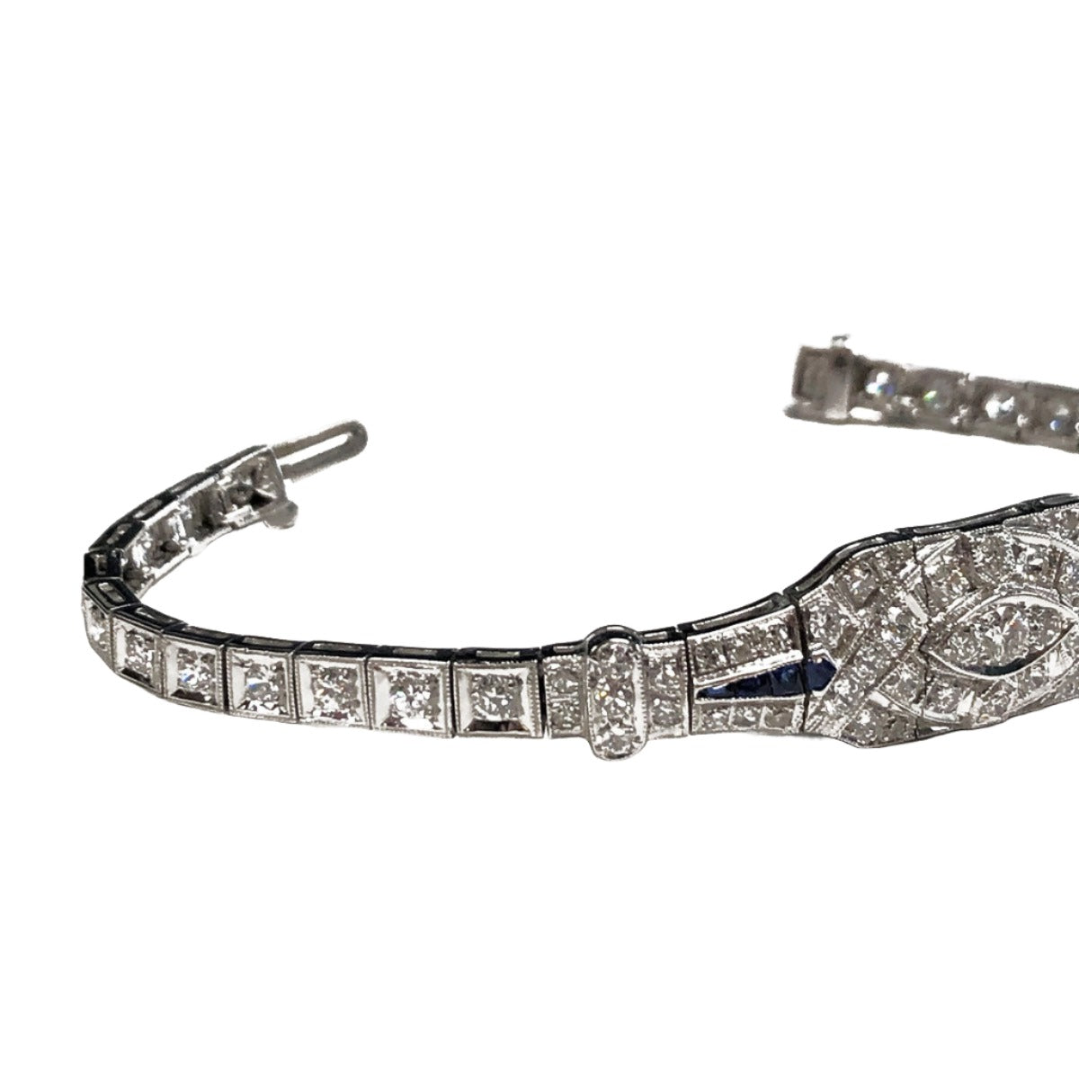 Art Deco Platinum Diamond & Sapphire Bracelet