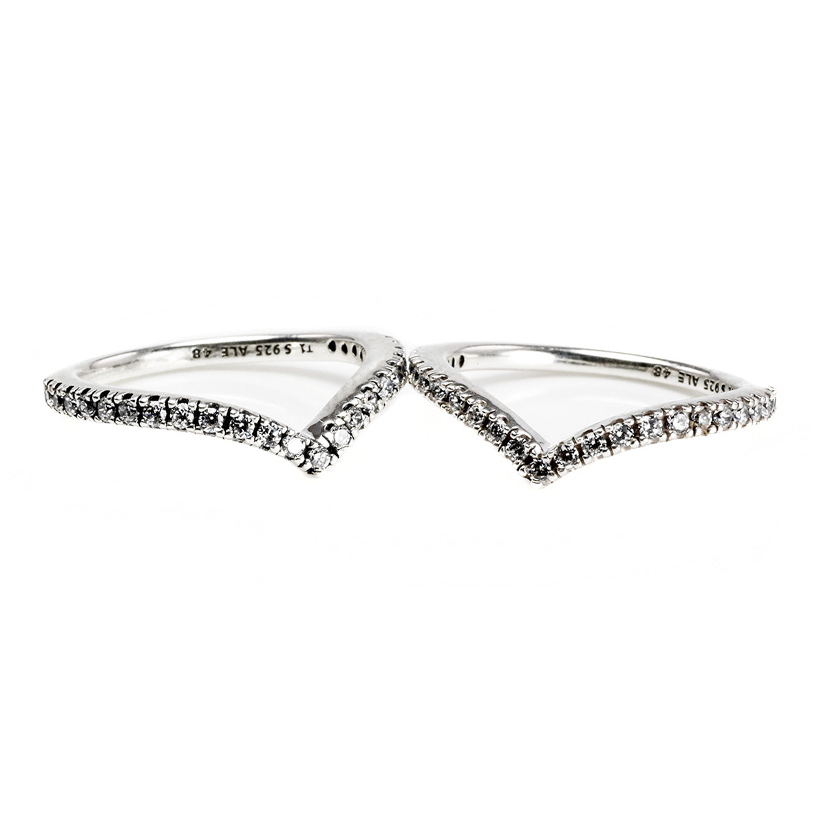 Pandora Silver Sparkling Wishbone Rings