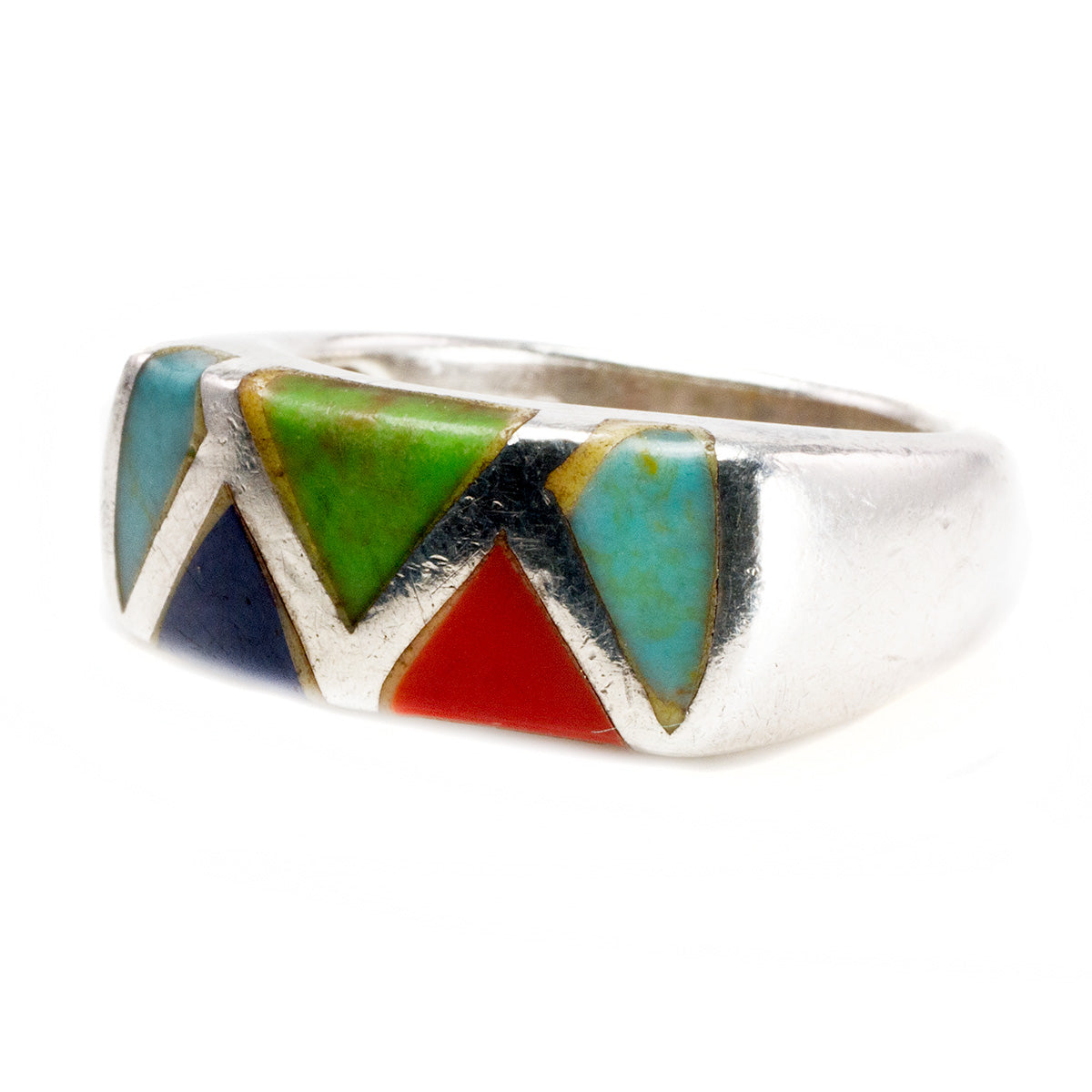 Southwestern Silver &amp; Gemstone Band