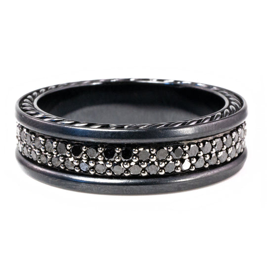 David Yurman Streamline Titanium & Black Diamond Ring