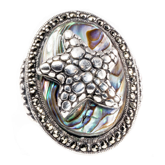 Silver & Abalone Starfish Ring