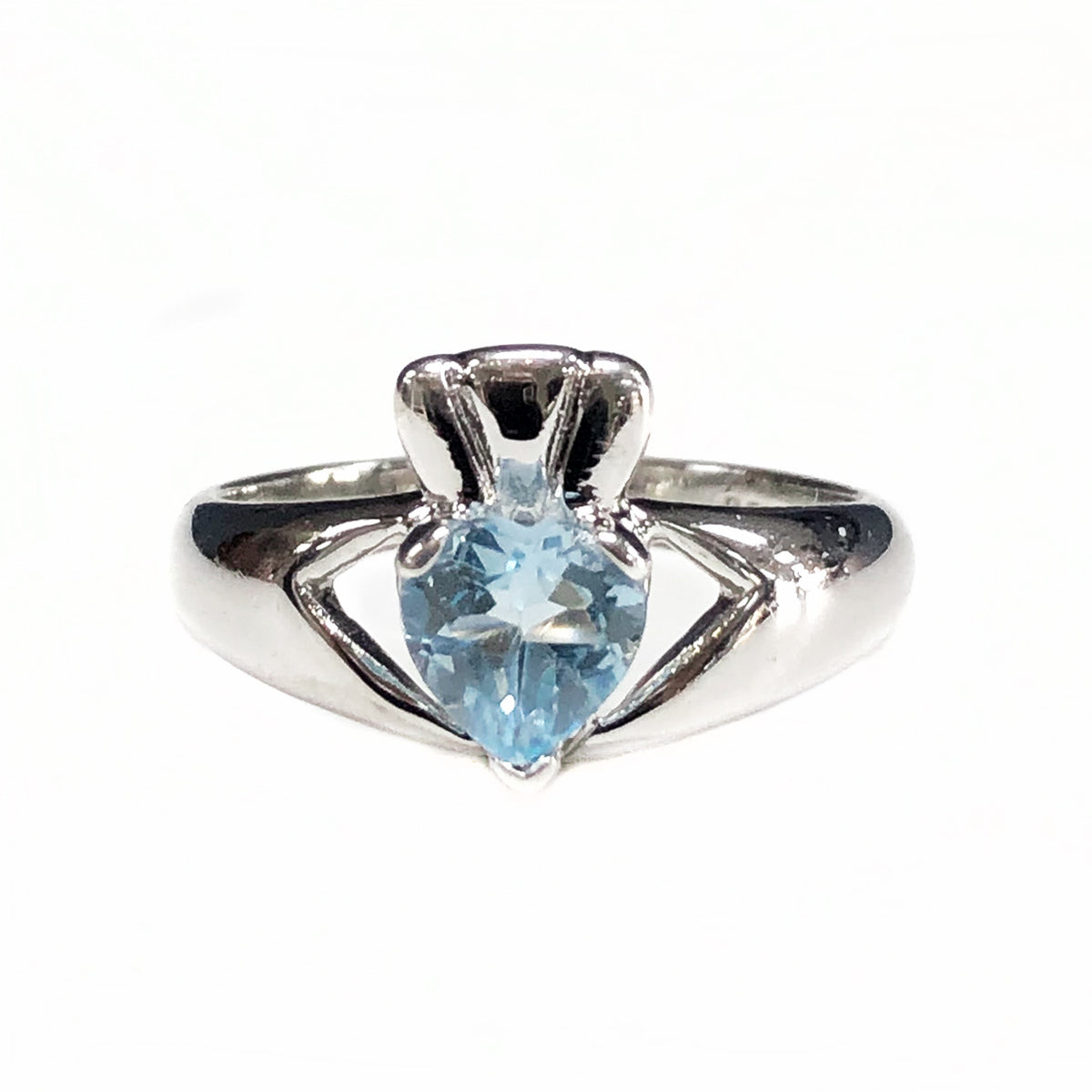 Silver &amp; Aquamarine Claddagh Ring