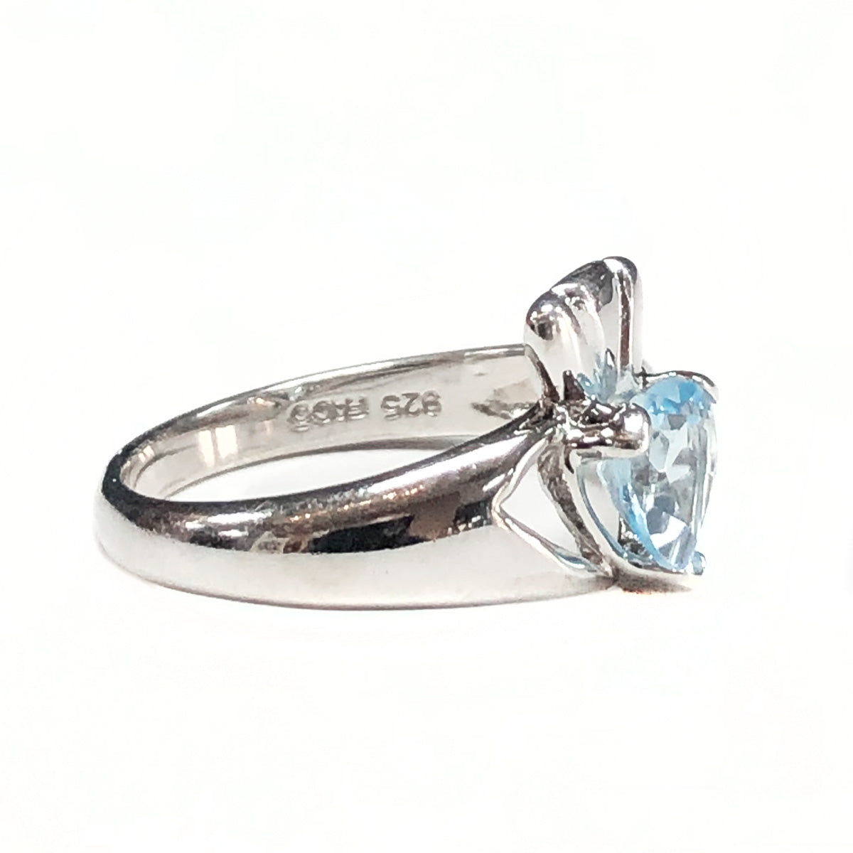 Silver &amp; Aquamarine Claddagh Ring