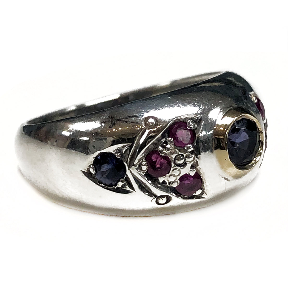 Silver Gold Tanzanite & Ruby Ring