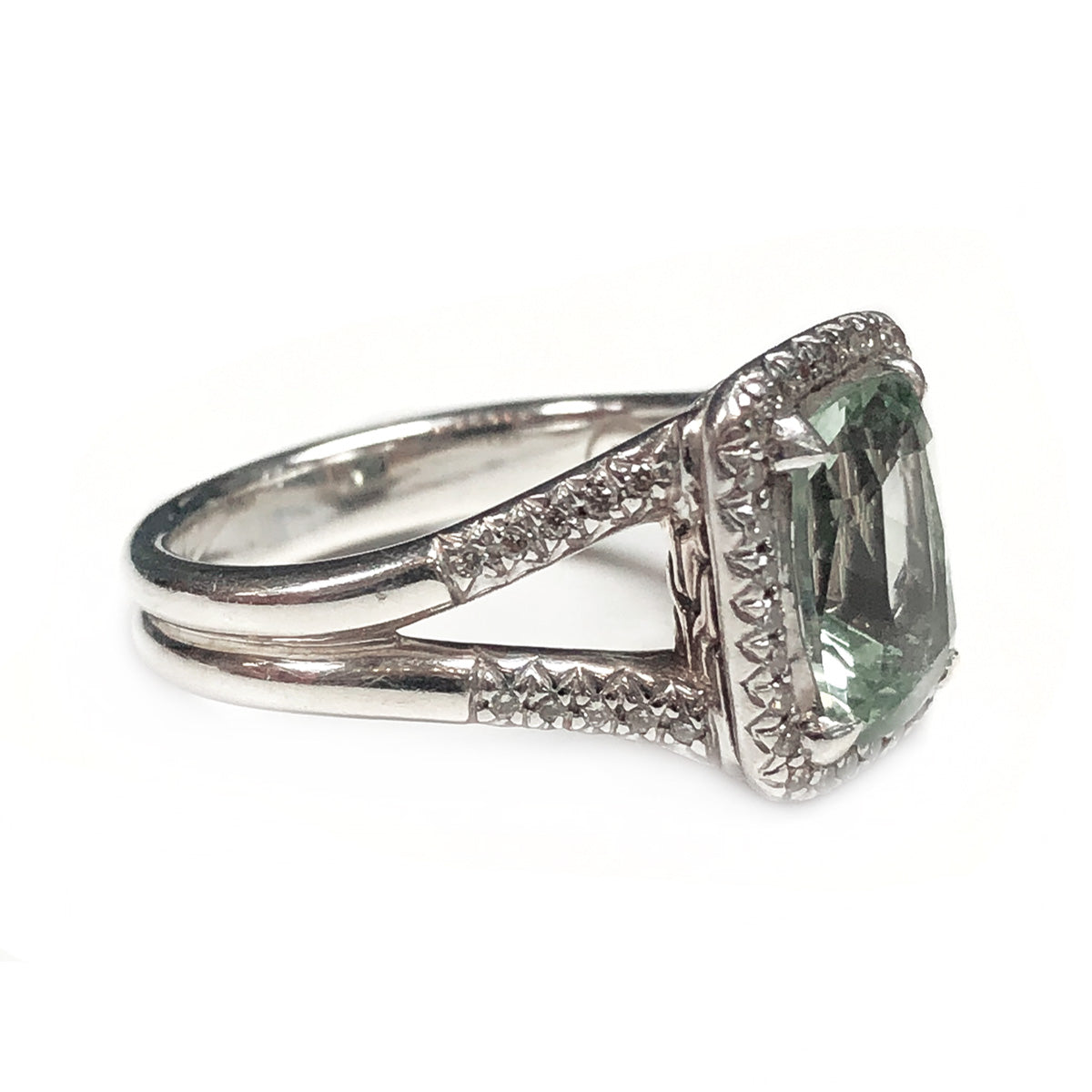 John Hardy Classic Chain Magic Cut Silver Prasiolite &amp; Diamond Ring