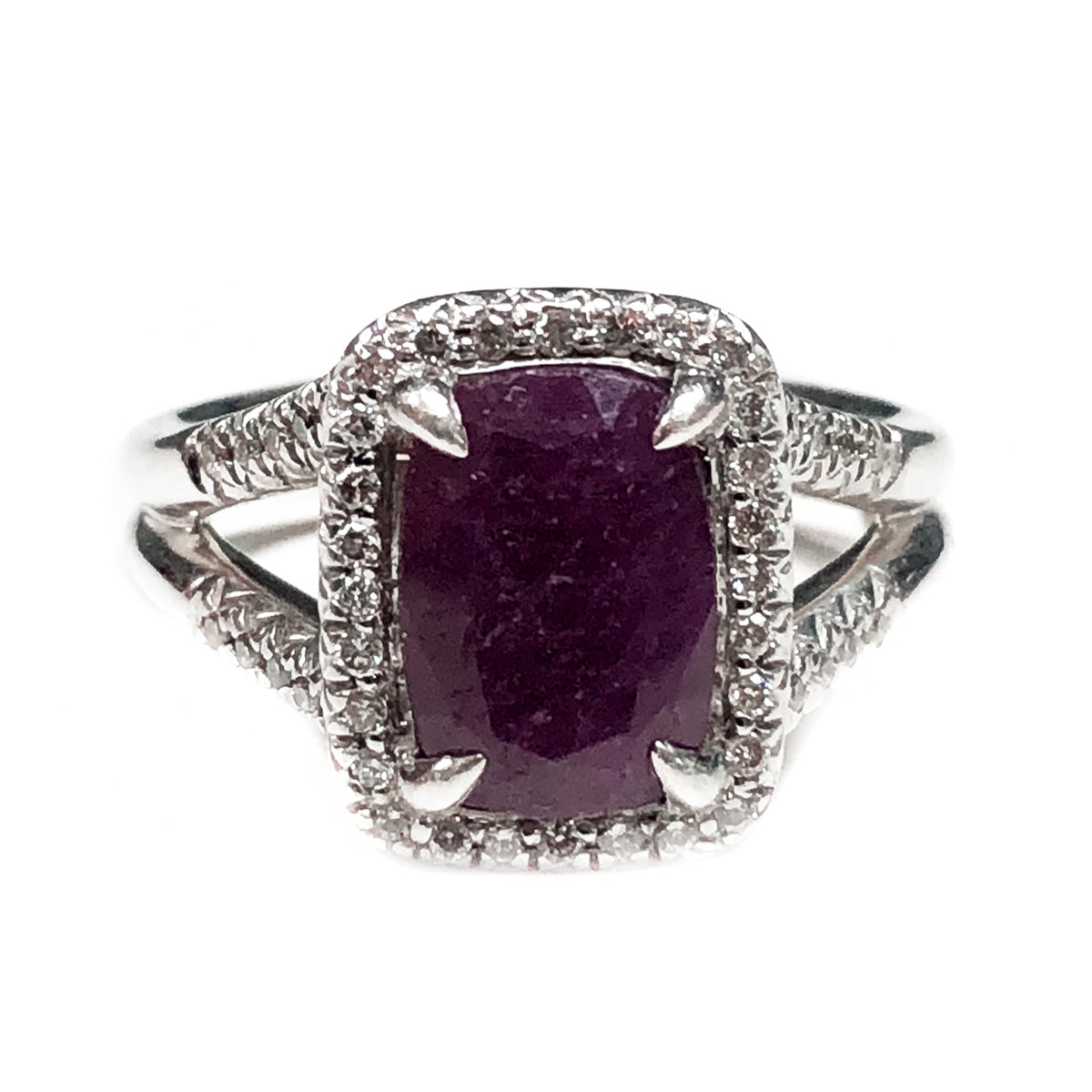 John Hardy Classic Chain Magic Cut Silver Indian Ruby & Diamond Ring