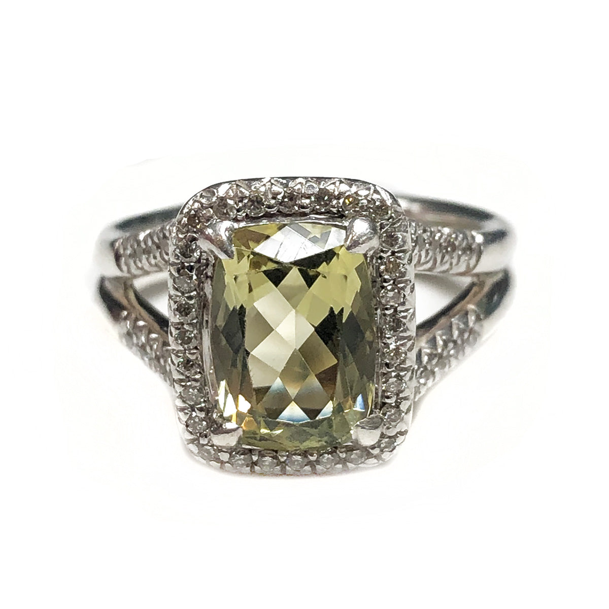 John Hardy Classic Chain Magic Cut Silver Green Amethyst & Diamond Ring