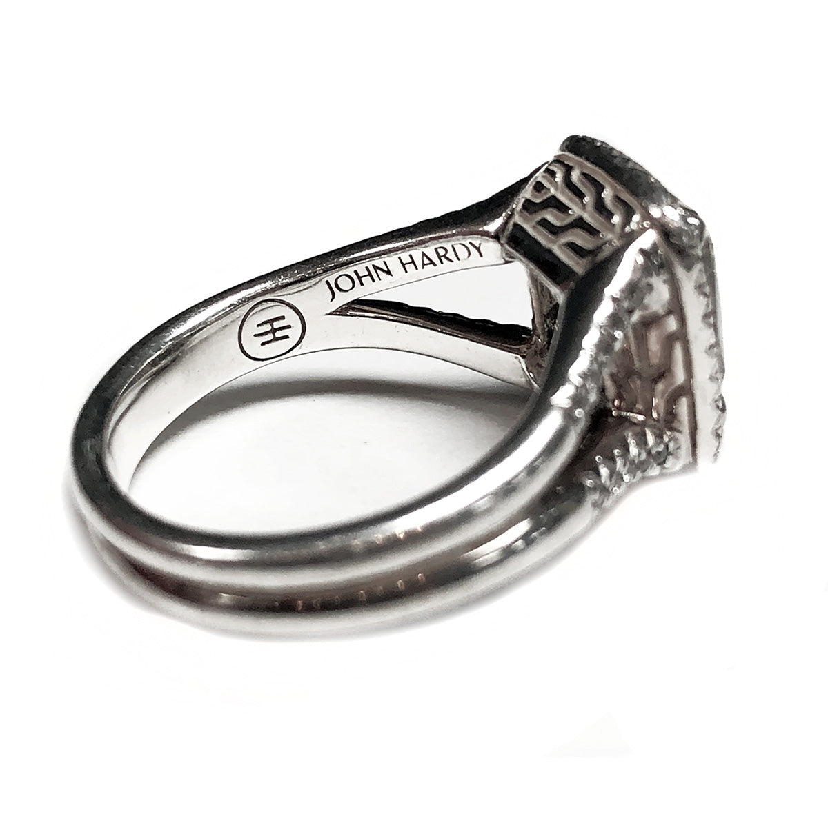 John Hardy Classic Chain Magic Cut Silver Green Amethyst & Diamond Ring