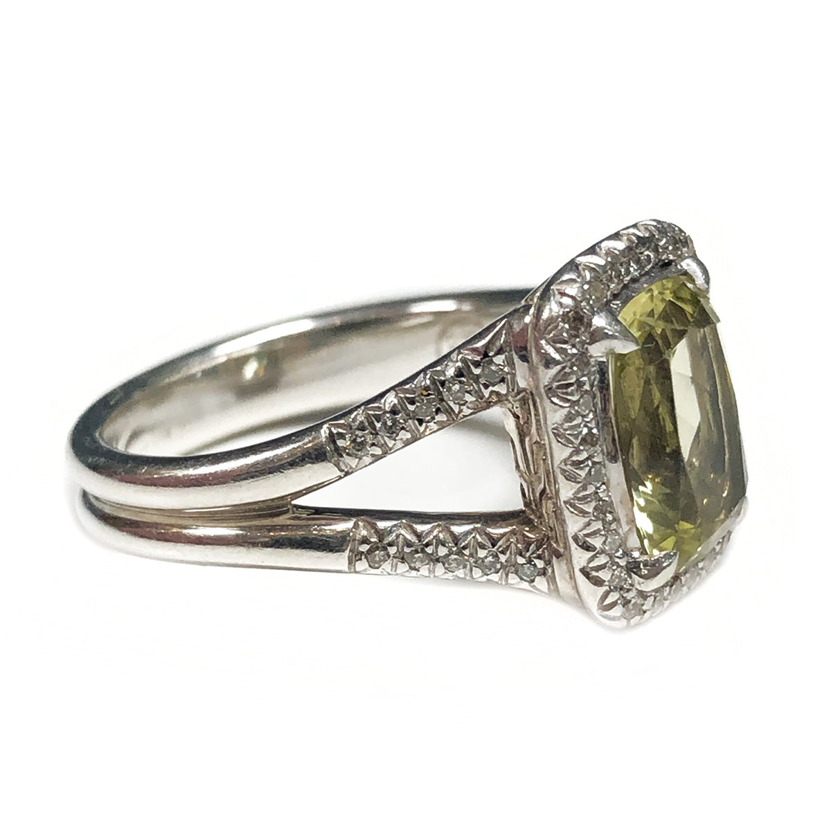 John Hardy Classic Chain Magic Cut Silver Green Amethyst & Diamond Ring
