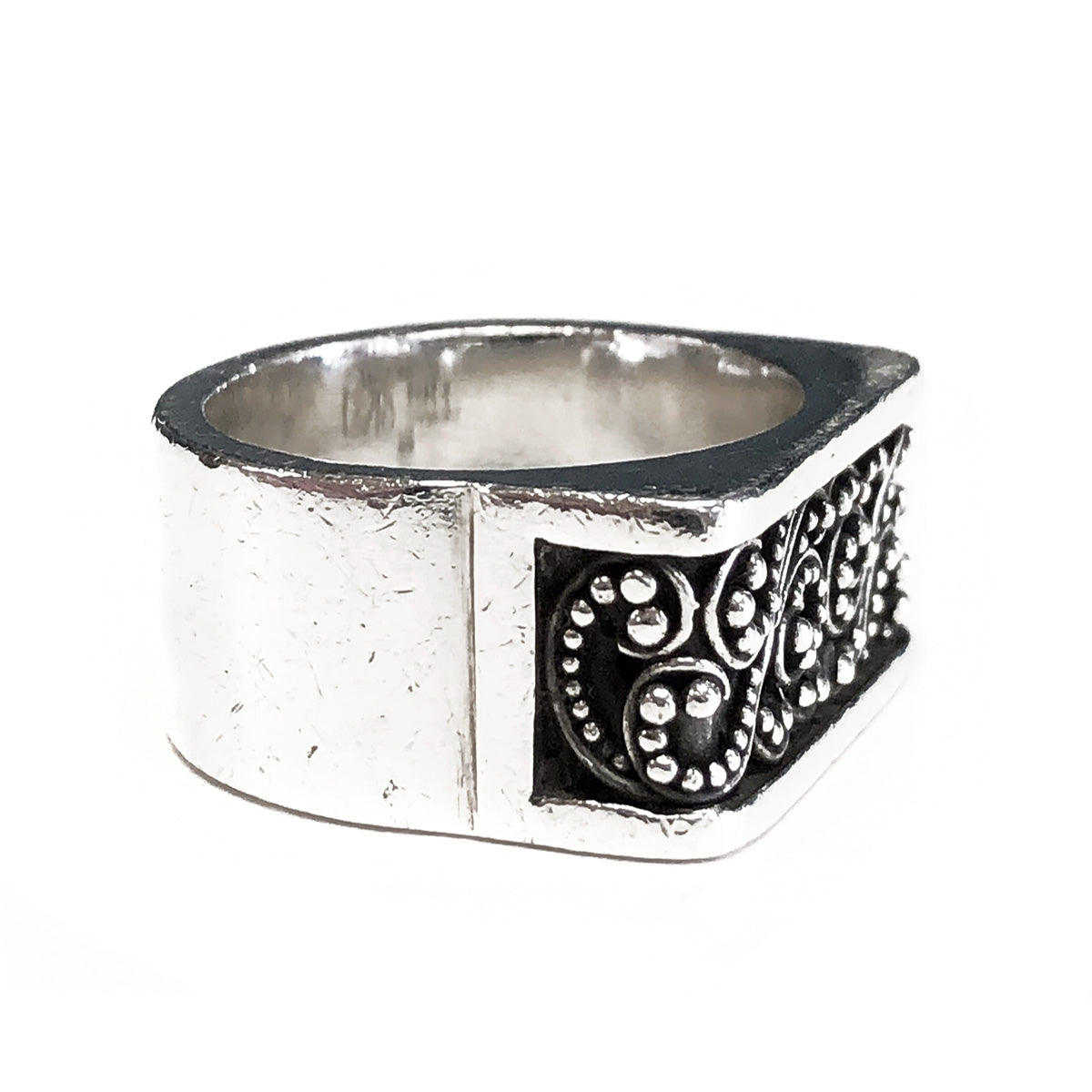 Lois Hill Sterling Silver Scroll Caviar Bead Ring
