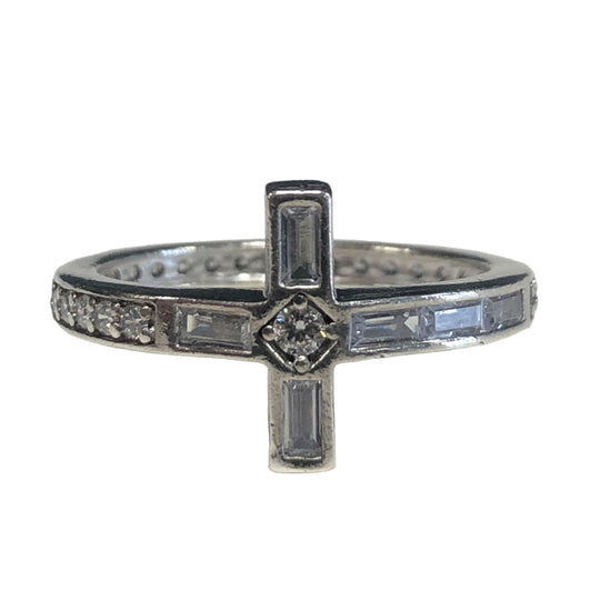 Silver & Cubic Zirconia Cross Ring
