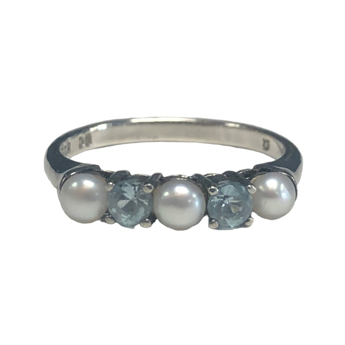 Silver Pearl &amp; Blue Topaz Ring