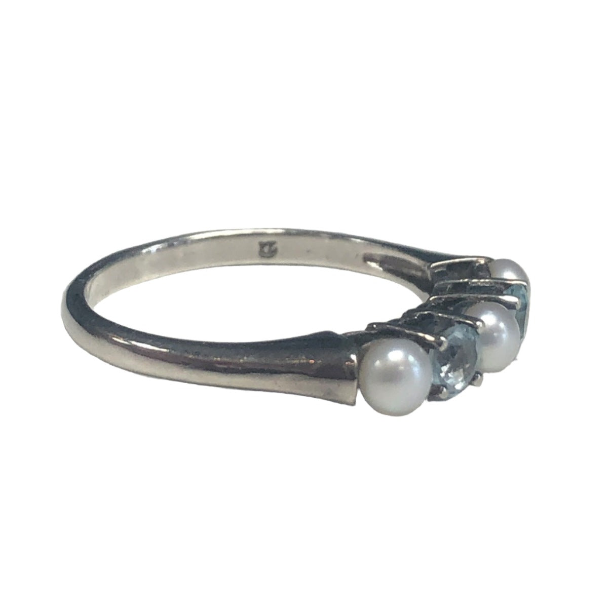 Silver Pearl &amp; Blue Topaz Ring