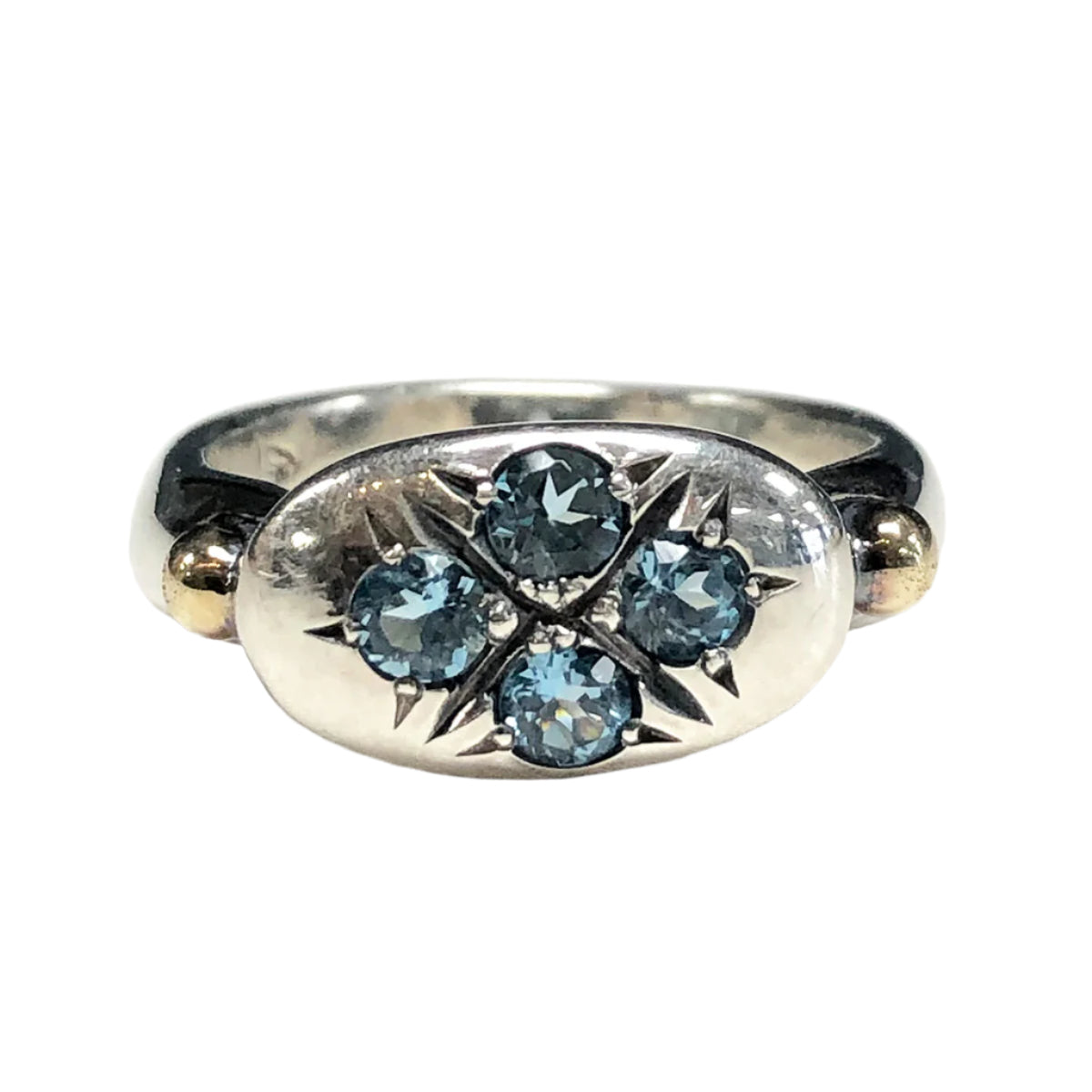 Silver &amp; 14k Gold Aquamarine Ring