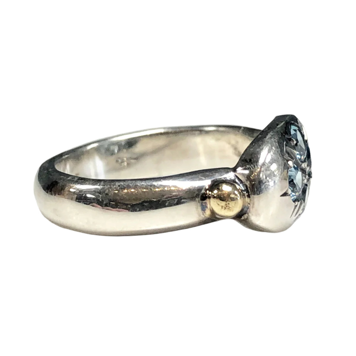 Silver &amp; 14k Gold Aquamarine Ring