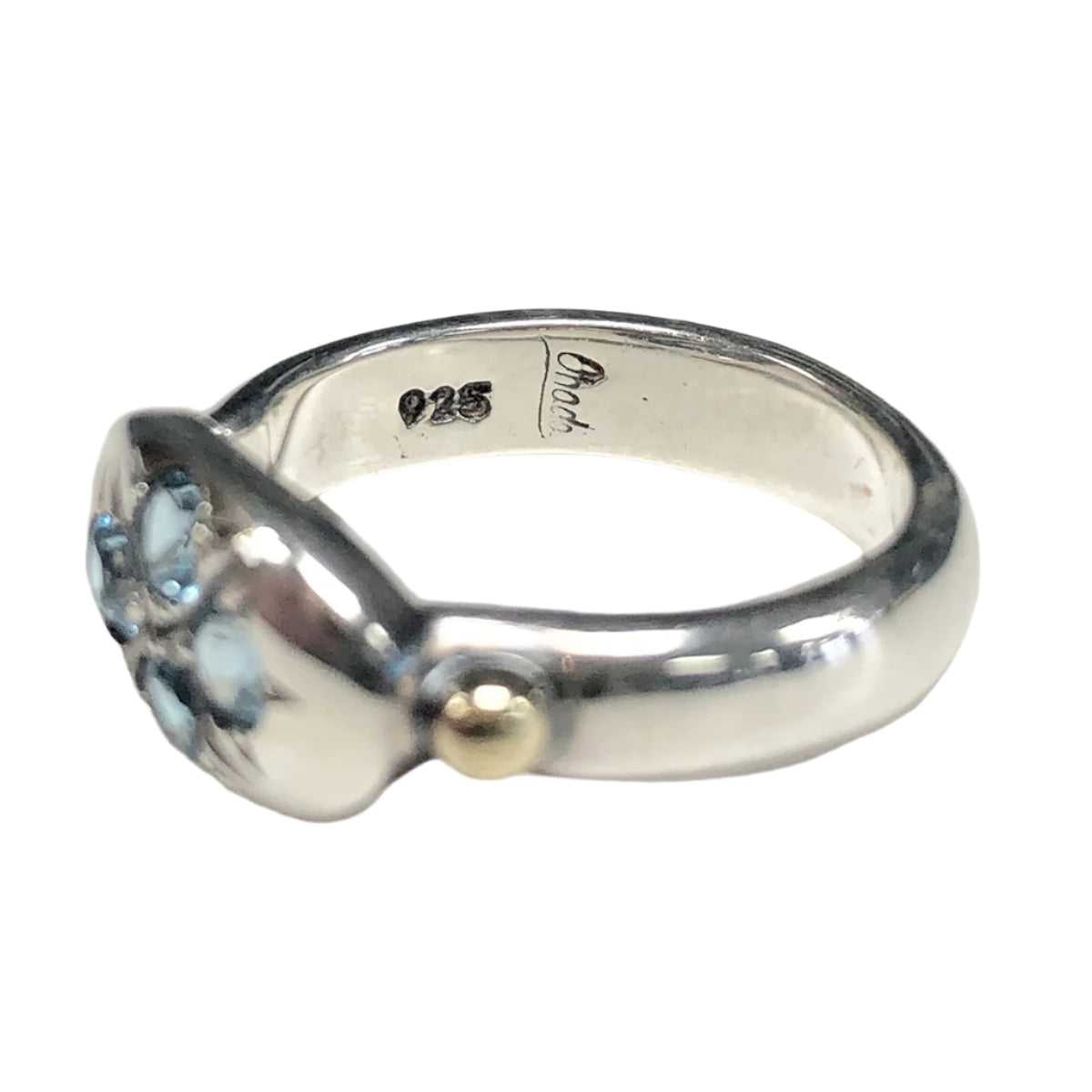 Silver &amp; 14k Gold Aquamarine Ring