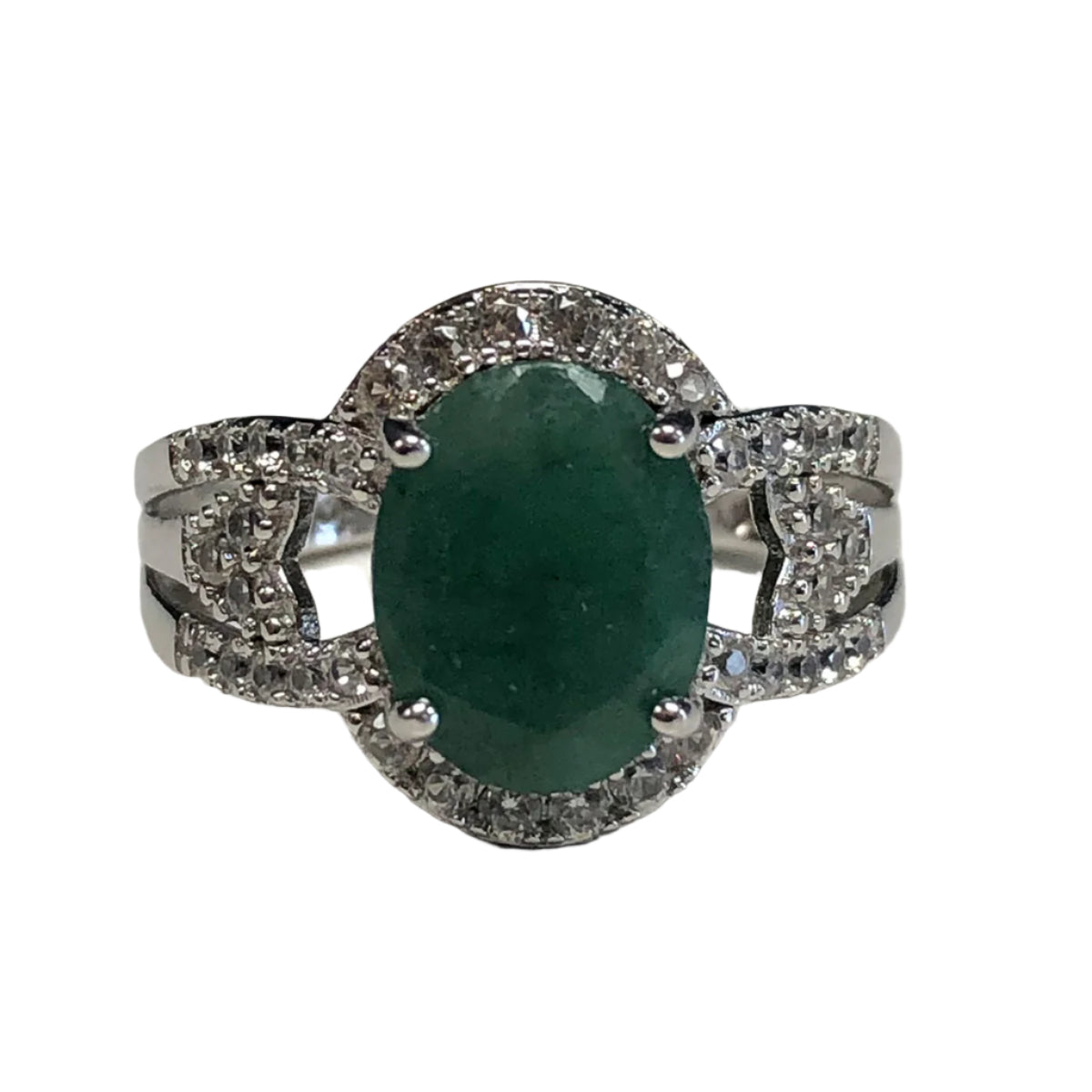 Emerald & Topaz Silver Ring