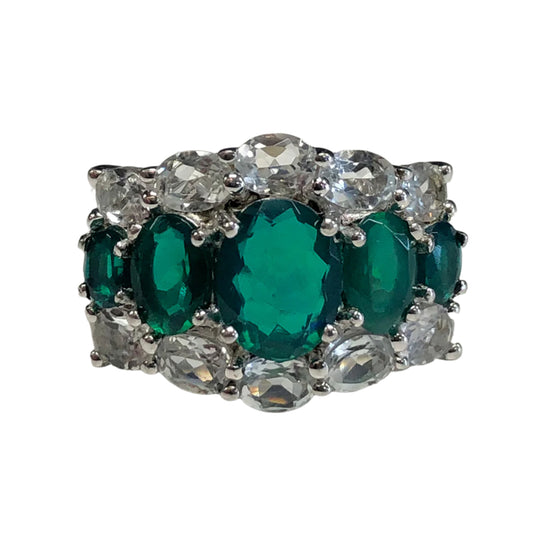 Silver Cubic Zirconia & White Topaz Ring