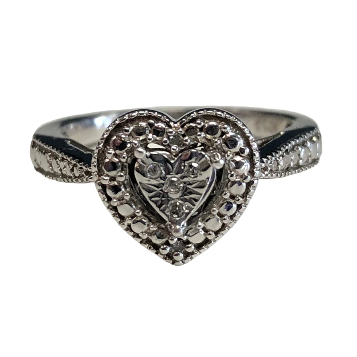 Silver & Diamond Heart Ring