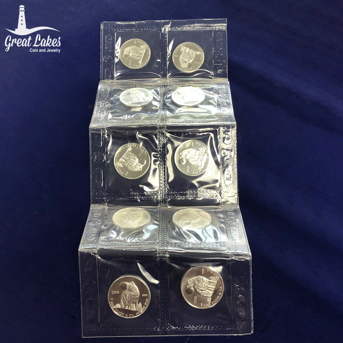 Lot of 10 Royal Canadian Mint 1/2 oz Silver Timber Wolves