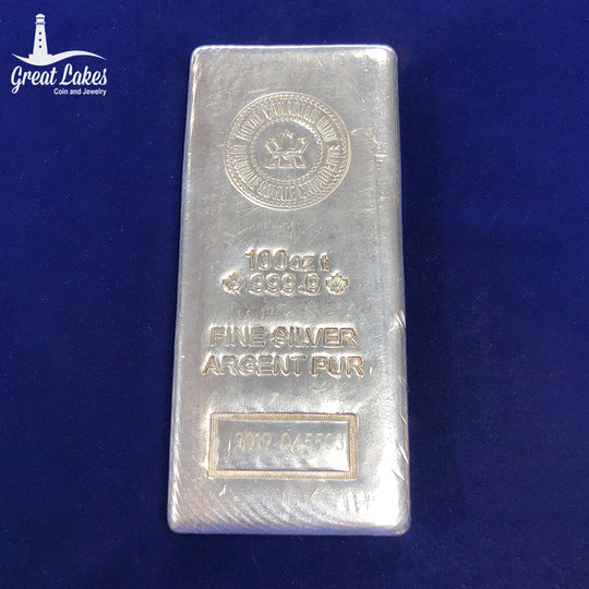 Royal Canadian Mint 100 oz Silver Bar (Secondary Market)