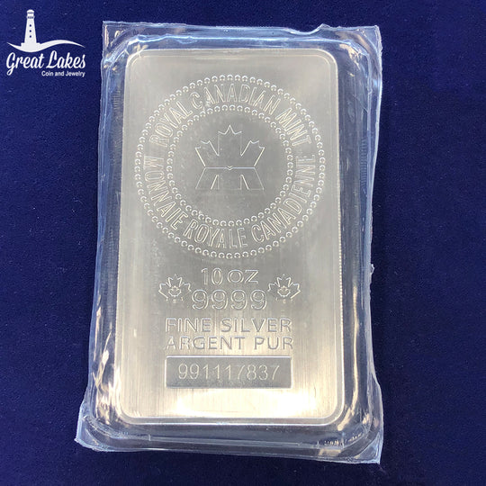 Royal Canadian Mint 10 oz Silver Bar (Secondary Market)