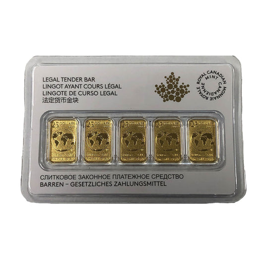 Royal Canadian Mint 1/2 oz Gold Bar Set (In Assay) (5 x 1/10 oz) (Secondary Market)