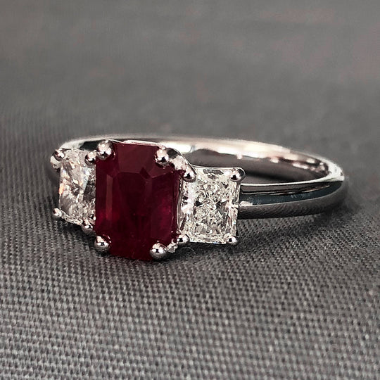14 k White Gold Ruby & Diamond Ring
