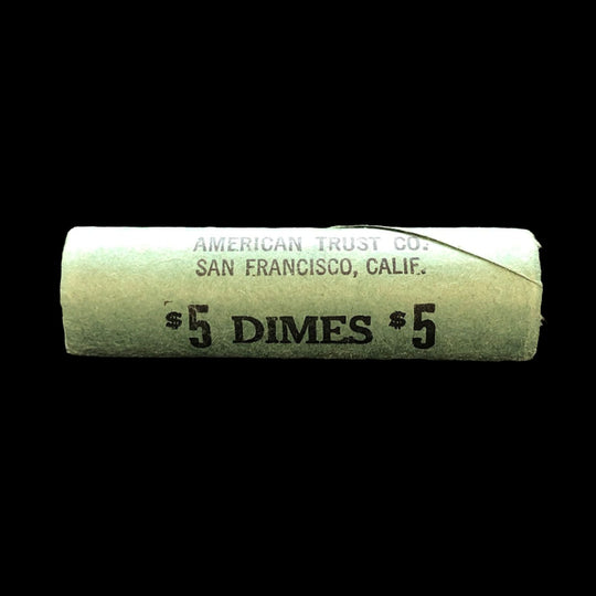 Original Bank Wrapped Roll of 1955 BU Roosevelt Dimes