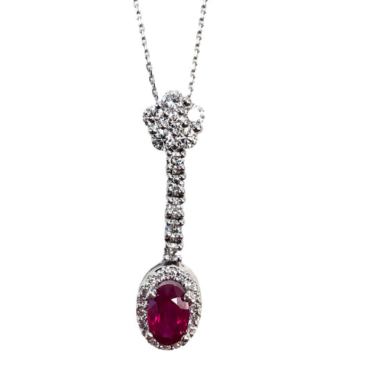 White Gold Ruby & Diamond Necklace