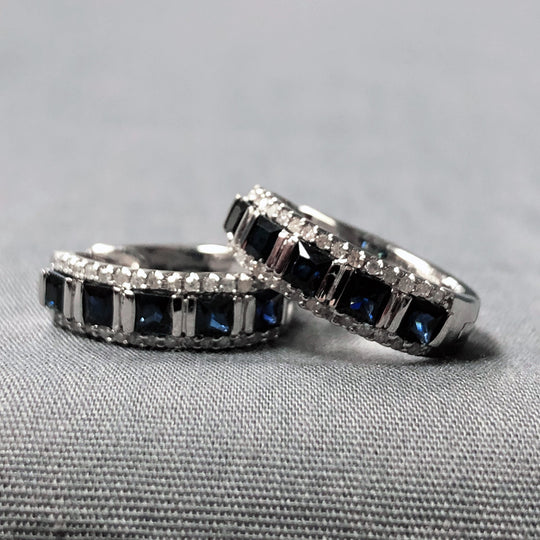 14 k White Gold Sapphire & Diamond Earrings