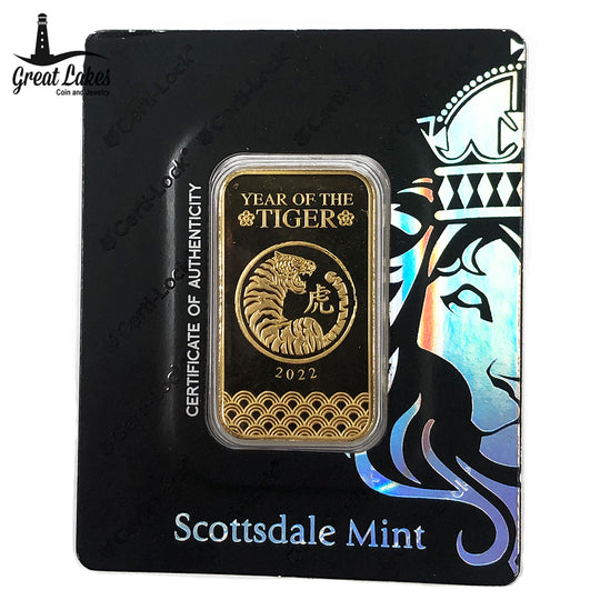 Scottsdale Mint 2022 Year of the Tiger 1 oz Gold Bar (Secondary Market)